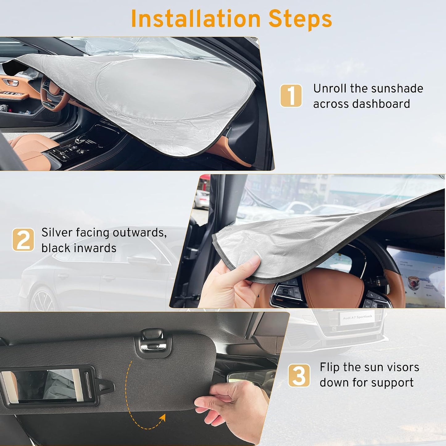 XHRING Windshield Sun Shade for Mercedes Benz C C300 A B E E350 GLA GLB 250 CLA CLK Class Accessories, Car Front Window Sunshade Sun Visor Shield for Mercedes Benz Maybach GLS600 GLA250