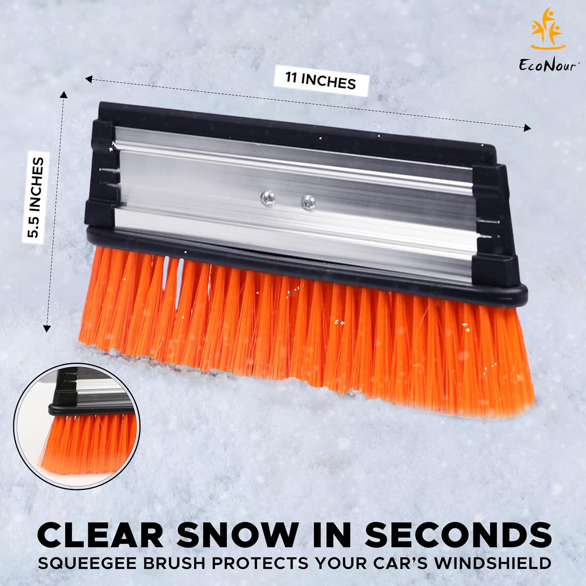 EcoNour 47" Extendable Snow Brush and Ice Scraper Pivoting Squeegee