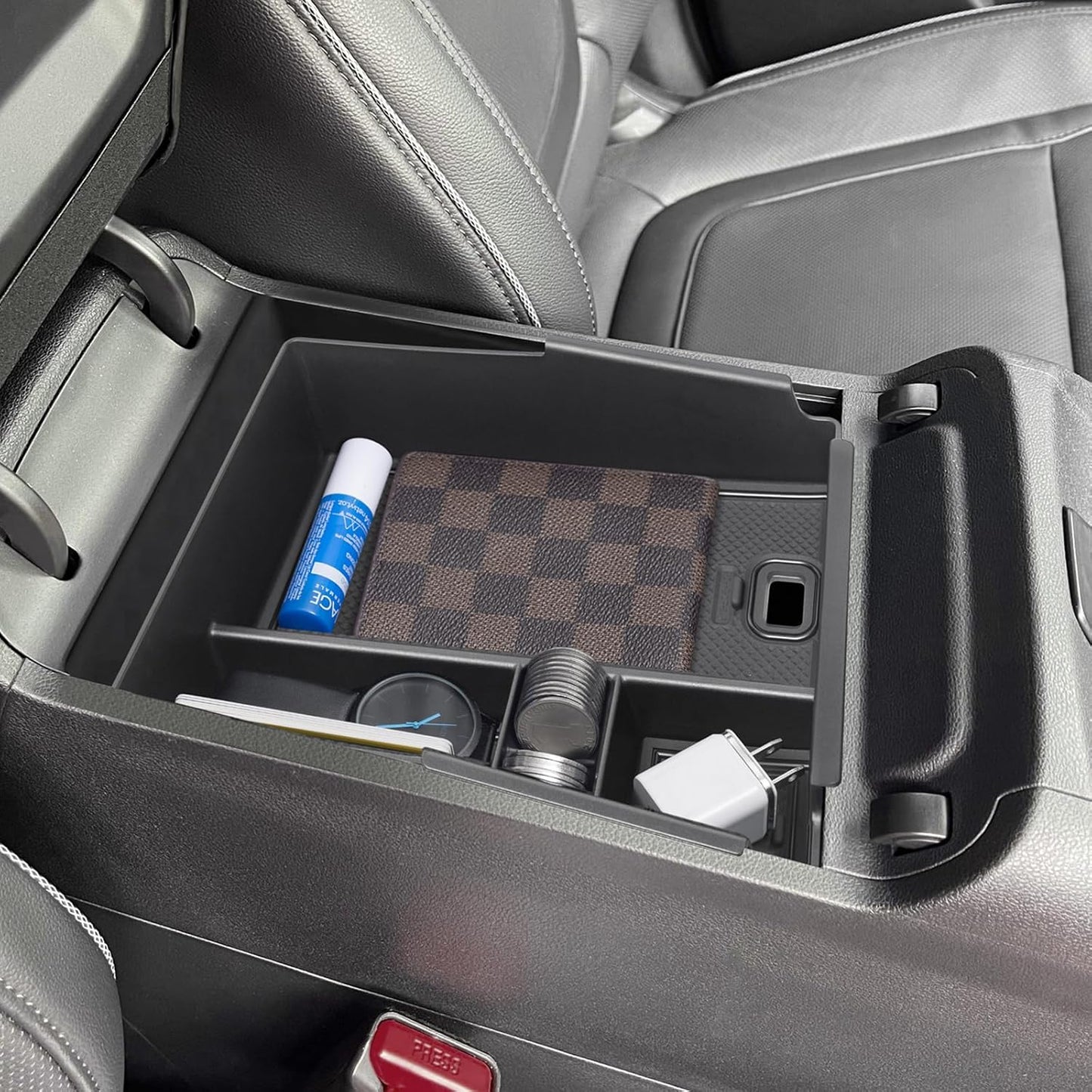 Upgraded Design Center Console Organizer Tray for Hyundai Santa Cruz 2022-2024 - Custom Fit Armrest Insert, Non-Slip ABS Matte Black (Fits SE/SEL Only, Excludes Limited & XRT)