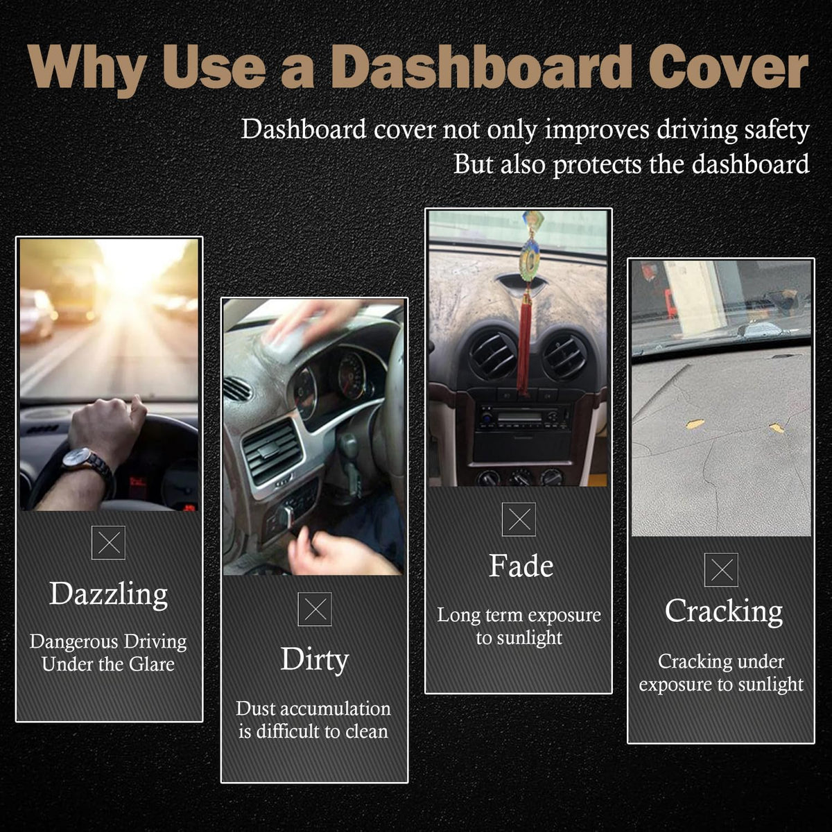 Dashboard Cover Dash Mat Fit for Ni-ssan 2020-2014 Rogue,2022-2017 Rogue Sport (Without HUD Models),Car Dash Board Mat Anti-Glare Carpet,Non-Slip Pad Sunshield Protector (Flannel)
