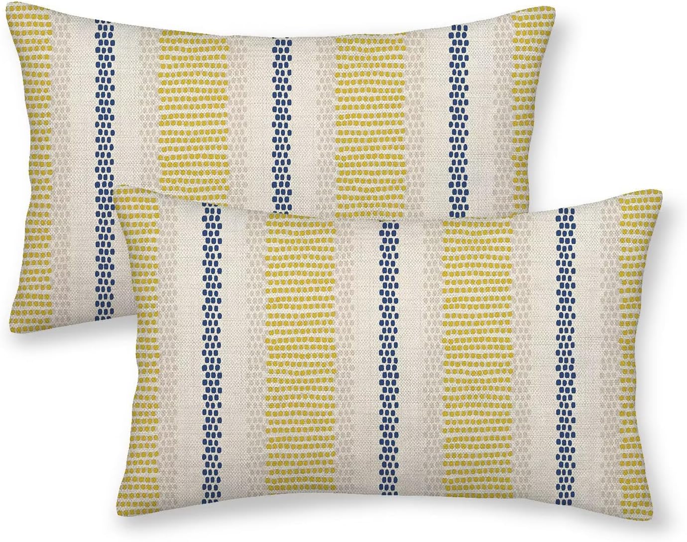 4th of July Pillow Covers 18 x 18 Inch Set of 2 Navy Blue Red Polka Dot Striped Decorative Outdoor Throw Pillow Covers Linen Modern Boho Geometry Pillowcase for Home Sofa Couch Decor