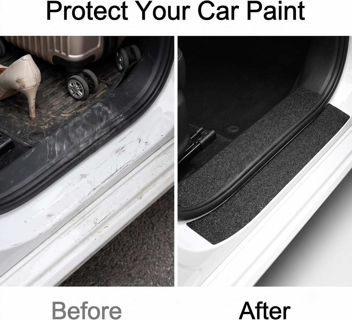 Car Door Entry Guard, 16.4Ft x 2.76" Anti-Scratch Self-Adhesive Door Sill Scuff Protector Wear, Resistant Non-Slip Car Threshold Protection Sticker, Universal for Most Cars (Black)
