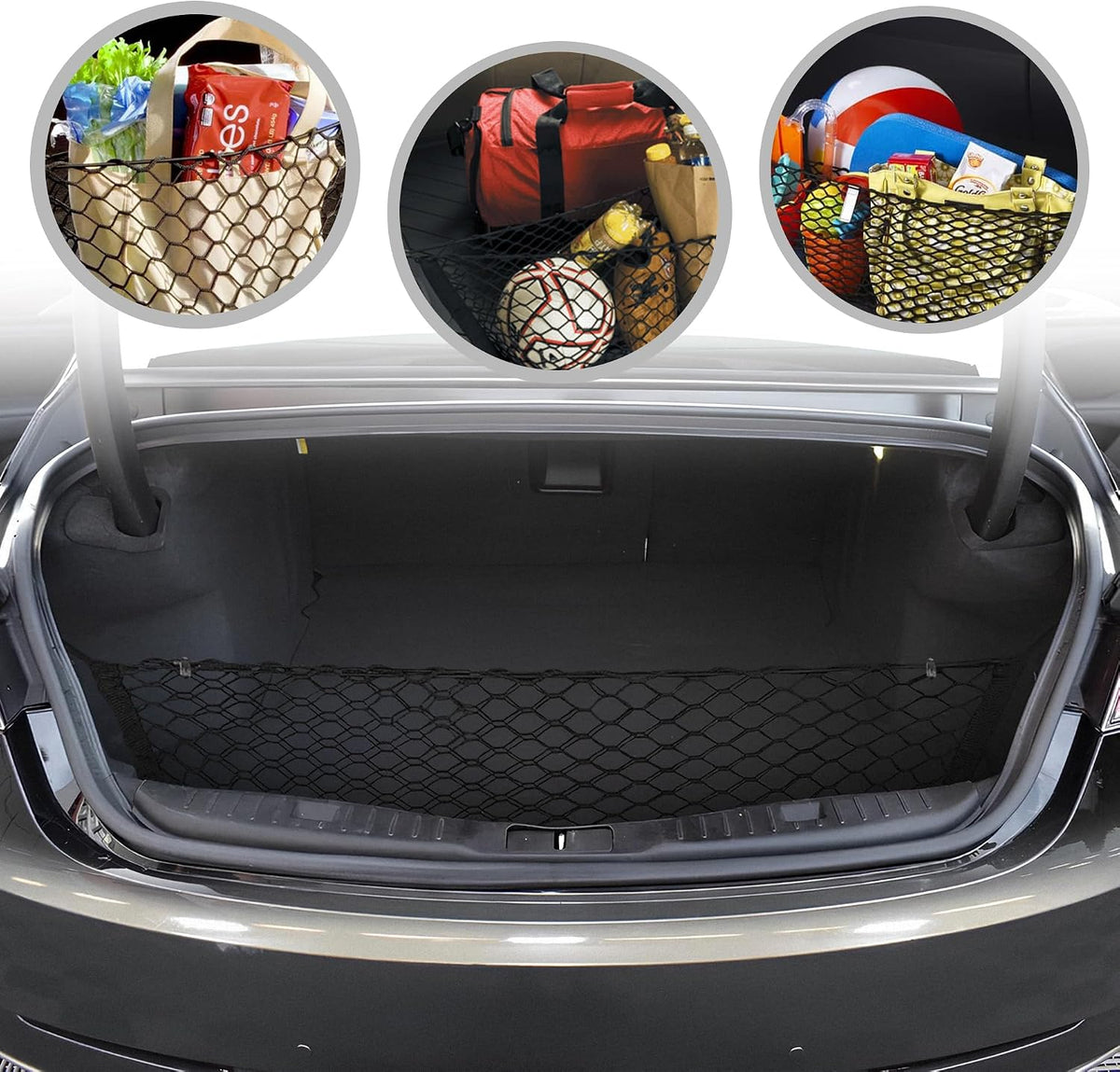 Envelope Style Trunk Mesh Cargo Net compatible with LINCOLN MKZ 2013 - 2020 - Car Accessories - Premium Trunk Organizers and Storage - Cargo Net for SUV - Vehicle Carrier Organizer for LINCOLN MKZ