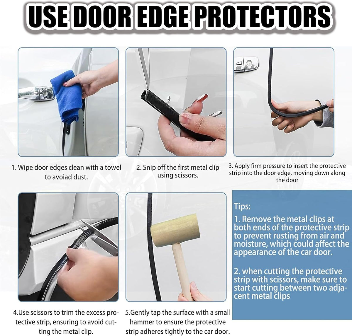 Door Protector Car Door Protector Edge Guards Car Door Edge Guards Adhesive Free Universal for Cars, Trucks, Suvs, Suvs and Most Car Door Panels (White, 33Ft（10M）)