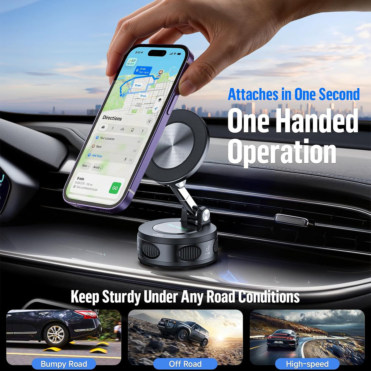 Magnetic Phone Holder for Car Dashboard Windshield Mount Strong Suction Cup