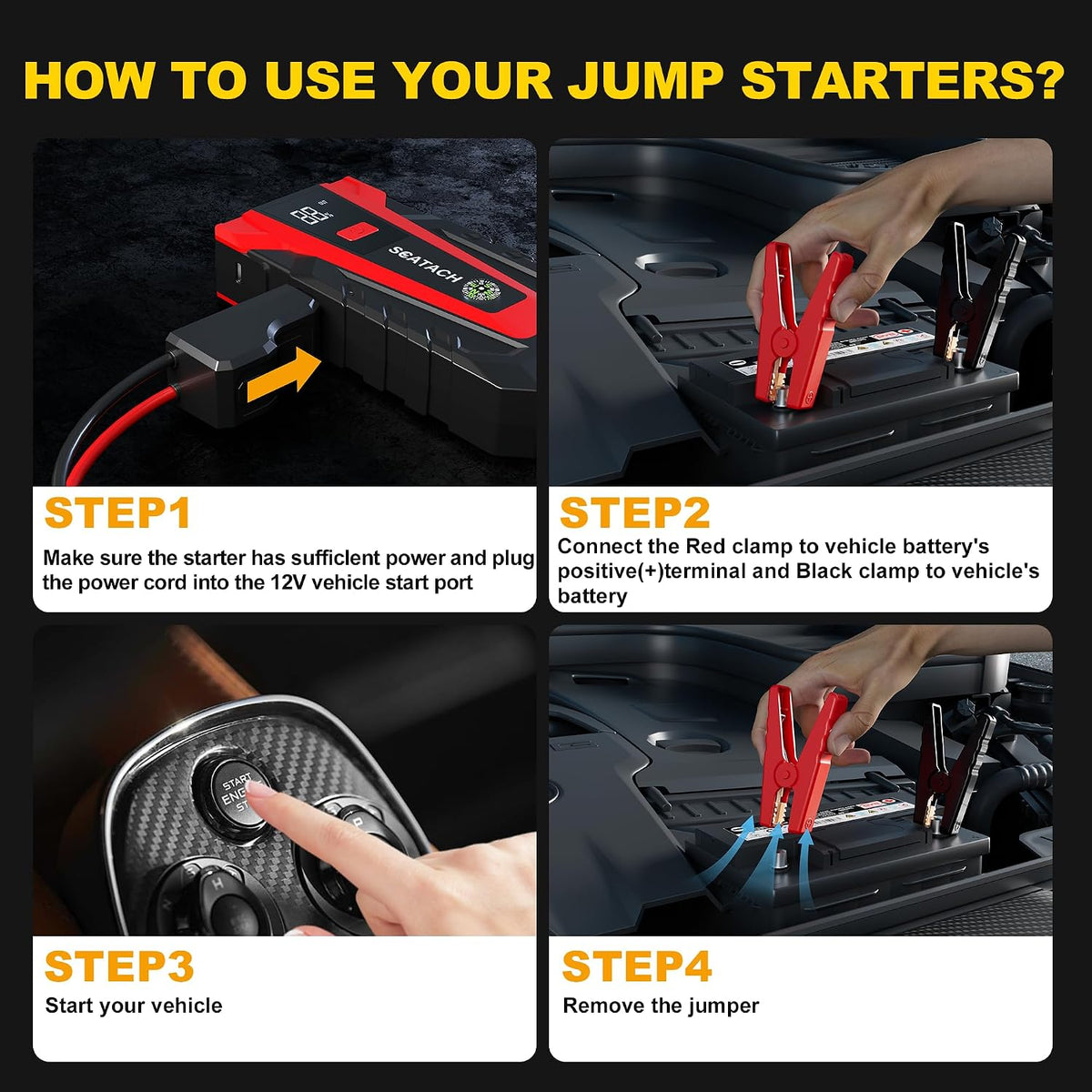 Scatach Jump Starter, 6000A Battery Jumper Starter Portable 12V Jump Box