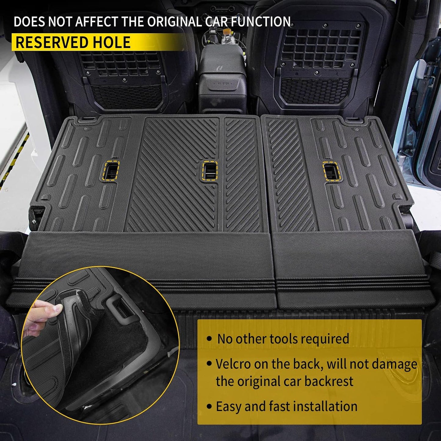 Cargo Mat Compatible with 2021-2024 2025 2026 Ford Bronco Back Seat Cover Protector Split Seat Cargo Liner Trunk Mat Kick Mat for Ford Bronco Accessories 4 Door (4 PCS Rear Backrest Mats)