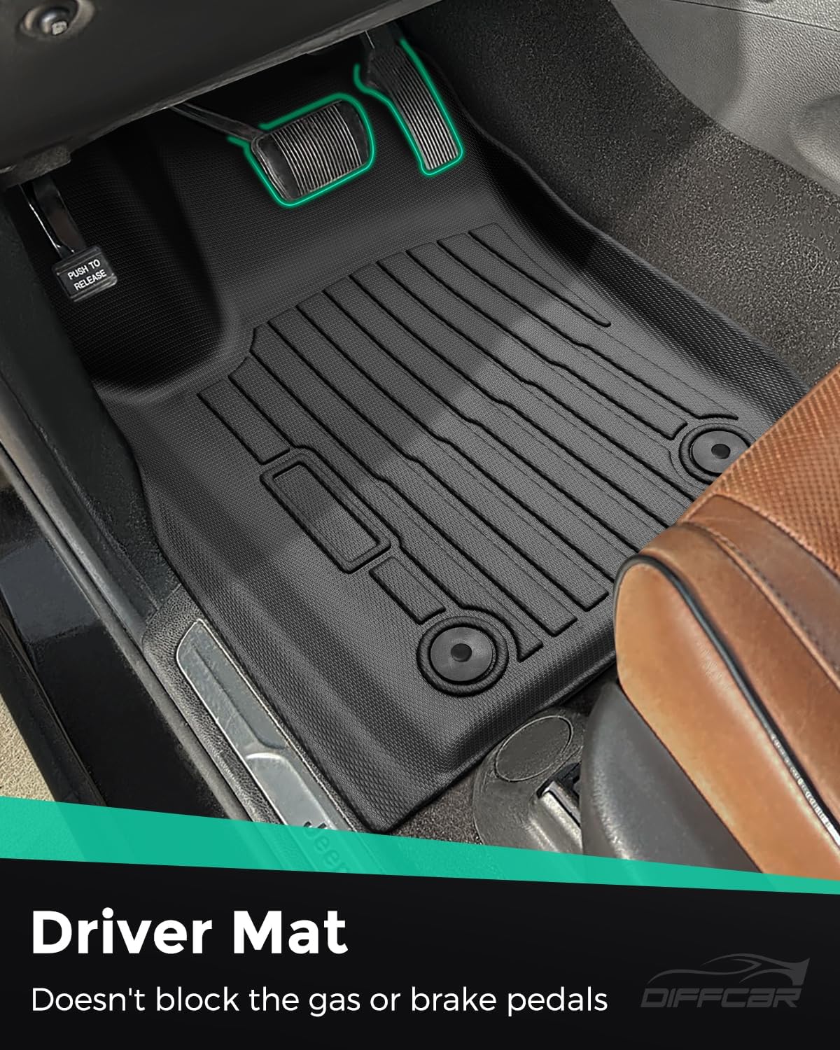Car Floor Mat for Dodge Durango: All Weather Custom Fit TPE Accessories - Floor Cargo Liner Backrest Mat 2011 2012 2013 2014 2015 with 7-Seater 2nd Row Bench Seat