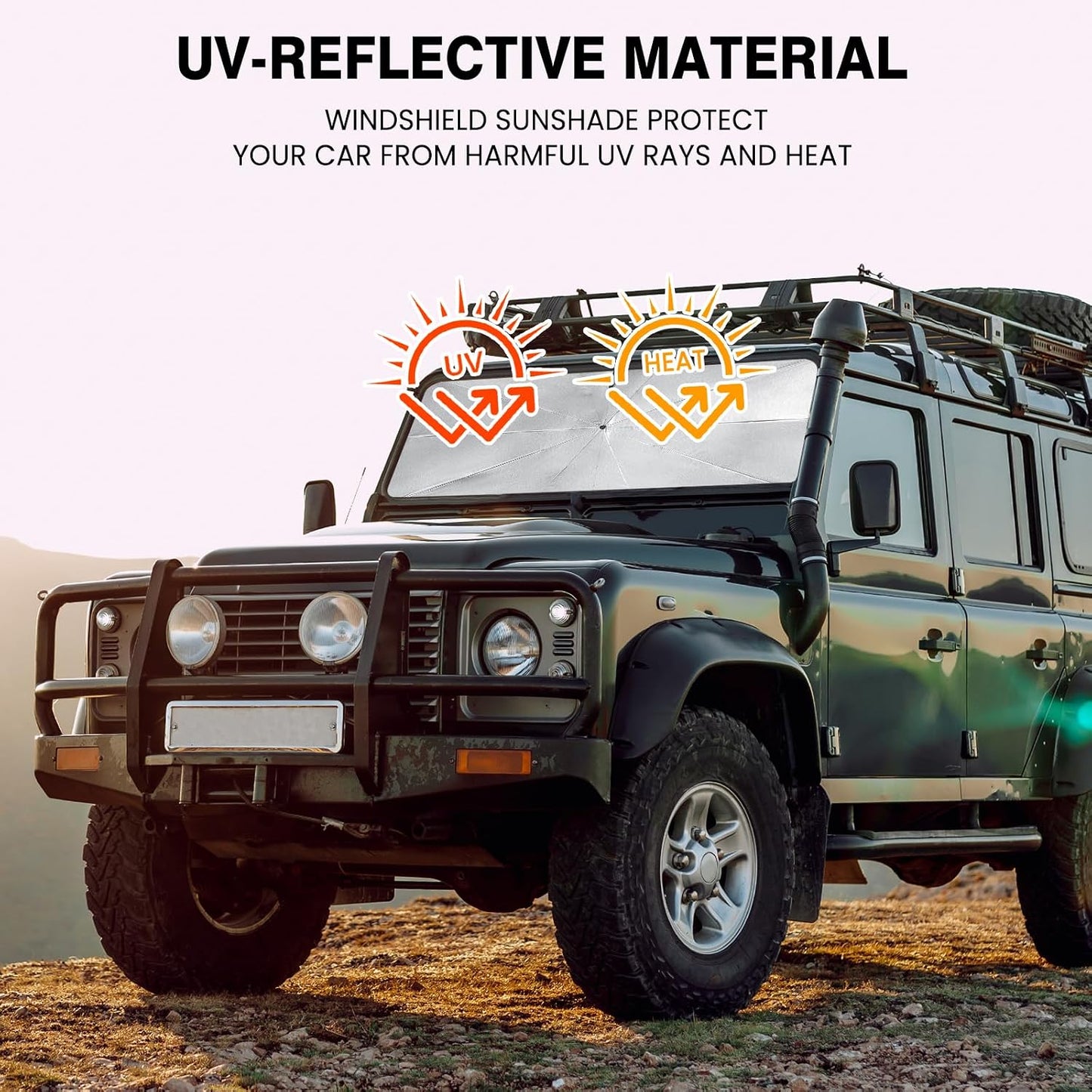 Windshield Sun Shade Umbrella - Car Sun Shade Windshield, Foldable Car Window Shades, Reflector Sunshade Offers Ultimate Sun Protection for Hatchback, Truck, SUV, MPV
