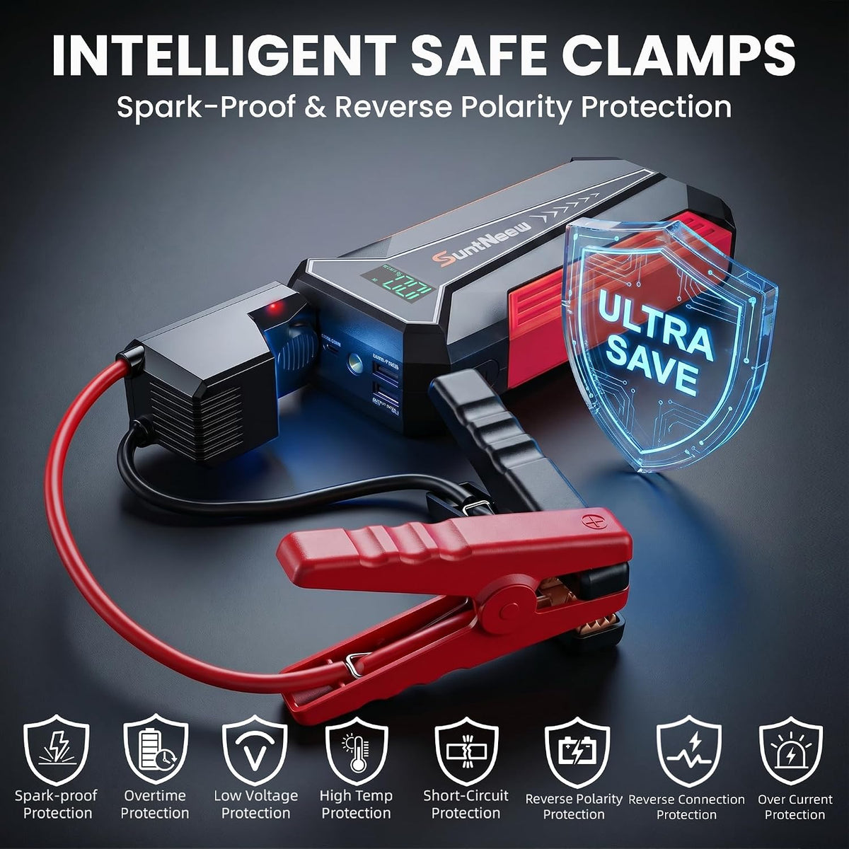 Car Battery Jump Starter 1000A 12V Lithium Jump Pack Portable