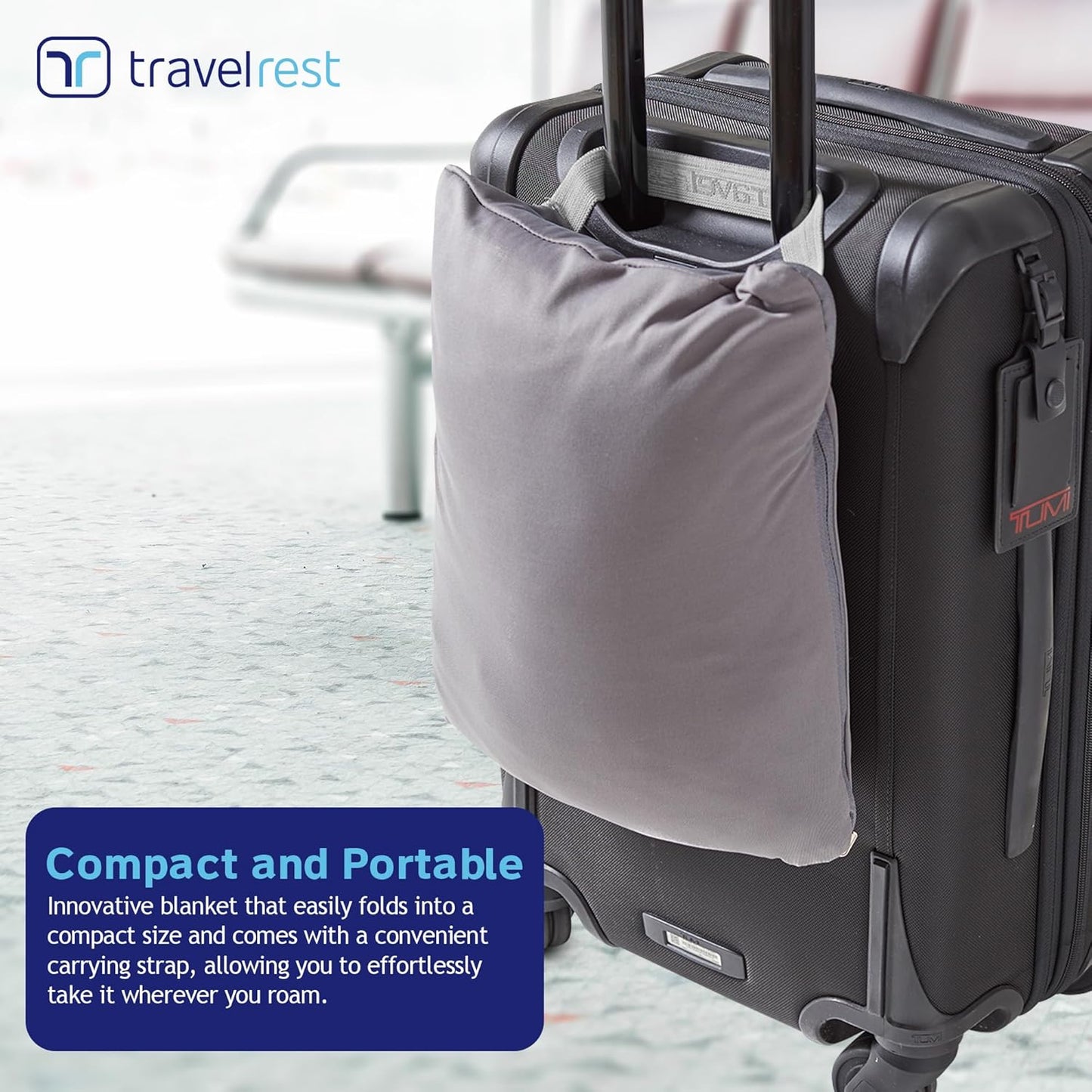 travelrest 4-in-1 Travel Blanket – Wearable Blanket, Pillow & Body Wrap, Lightweight, Compact & Cozy with Carry Case, Travel Friendly, Comfort, Ideal for Airplanes, Long Flights, Road Trips - Gray