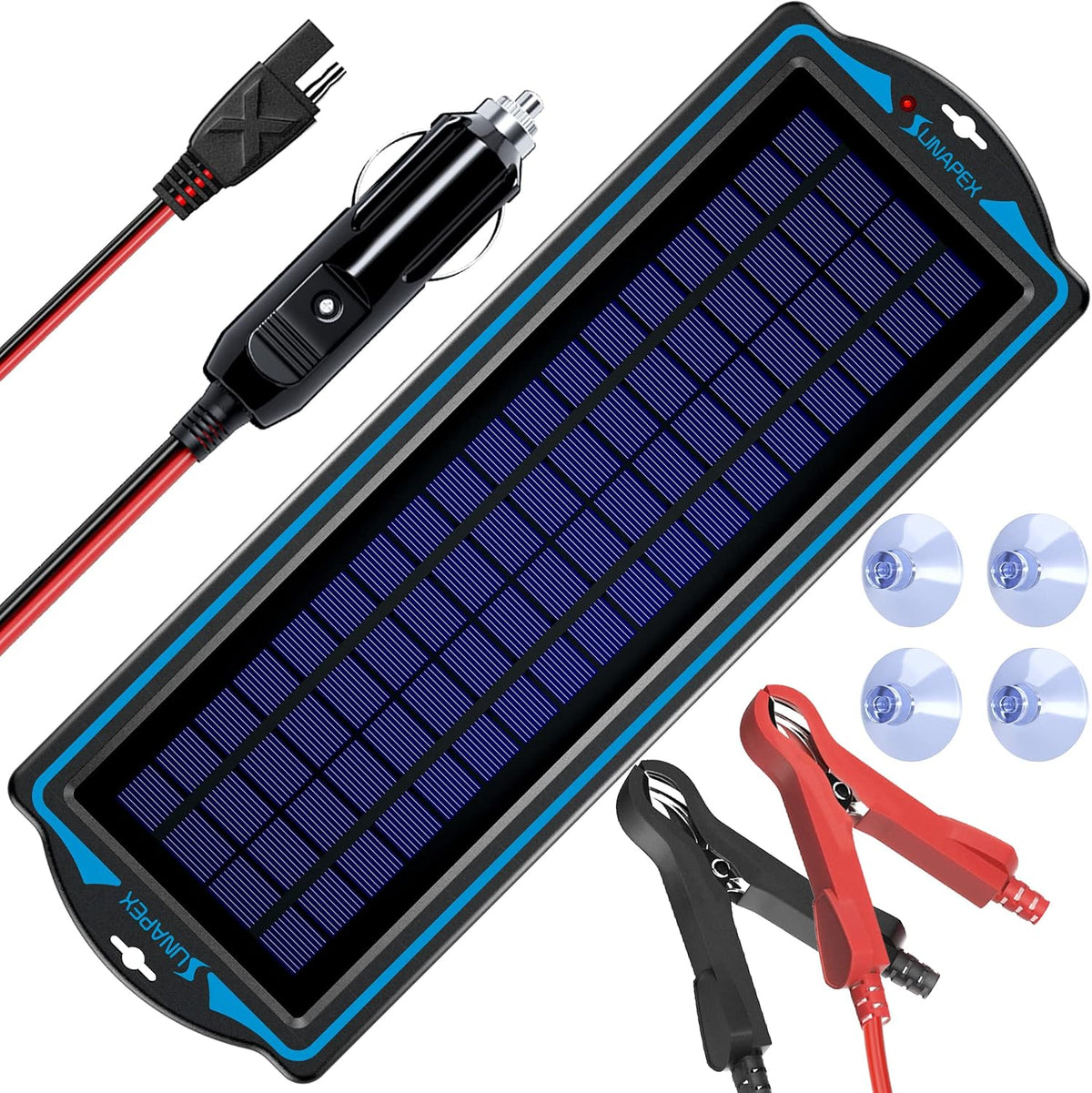 SUNAPEX 12V Solar Battery Charger Trickle Maintainer Kit for Car