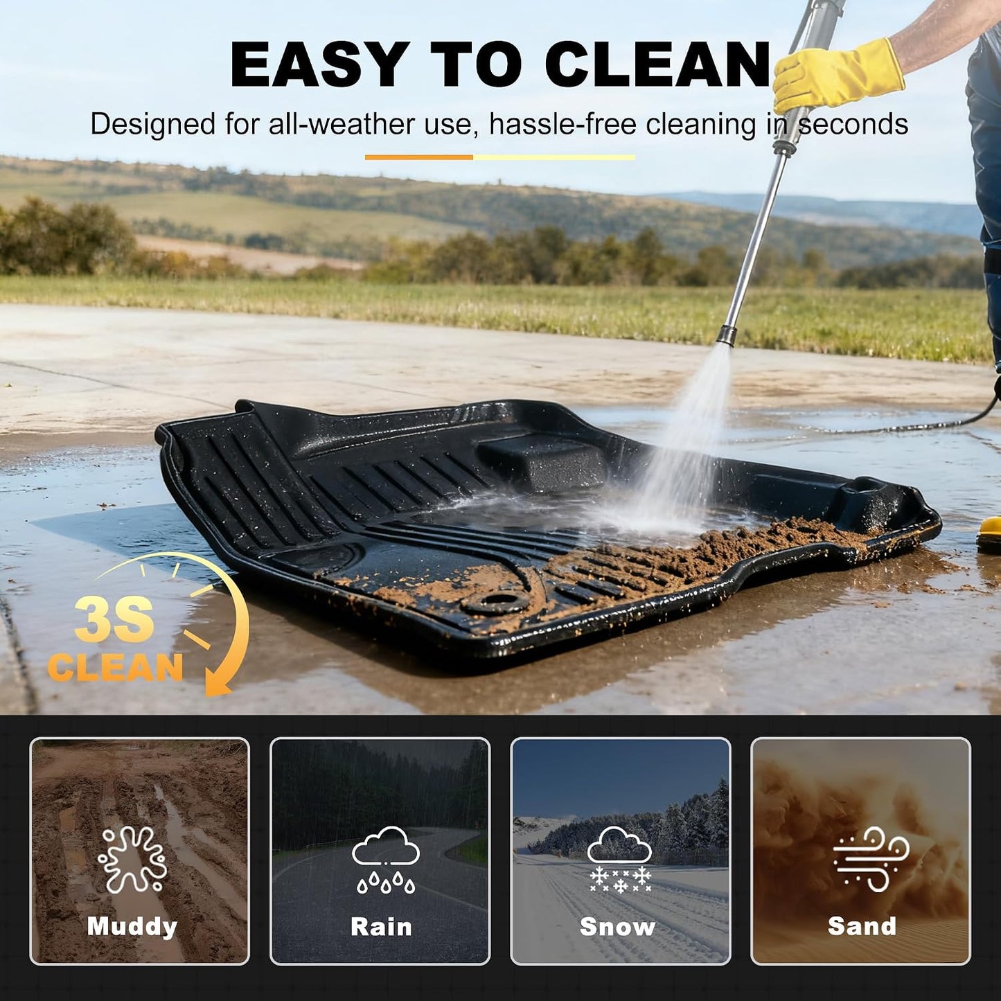 AOMSAZTO Floor Mats for Ford Bronco Sport 2021 2022 2023 2024 2025 2026 | 1st & 2nd Row All Weather Protection Car Floor Liners Waterproof Mats