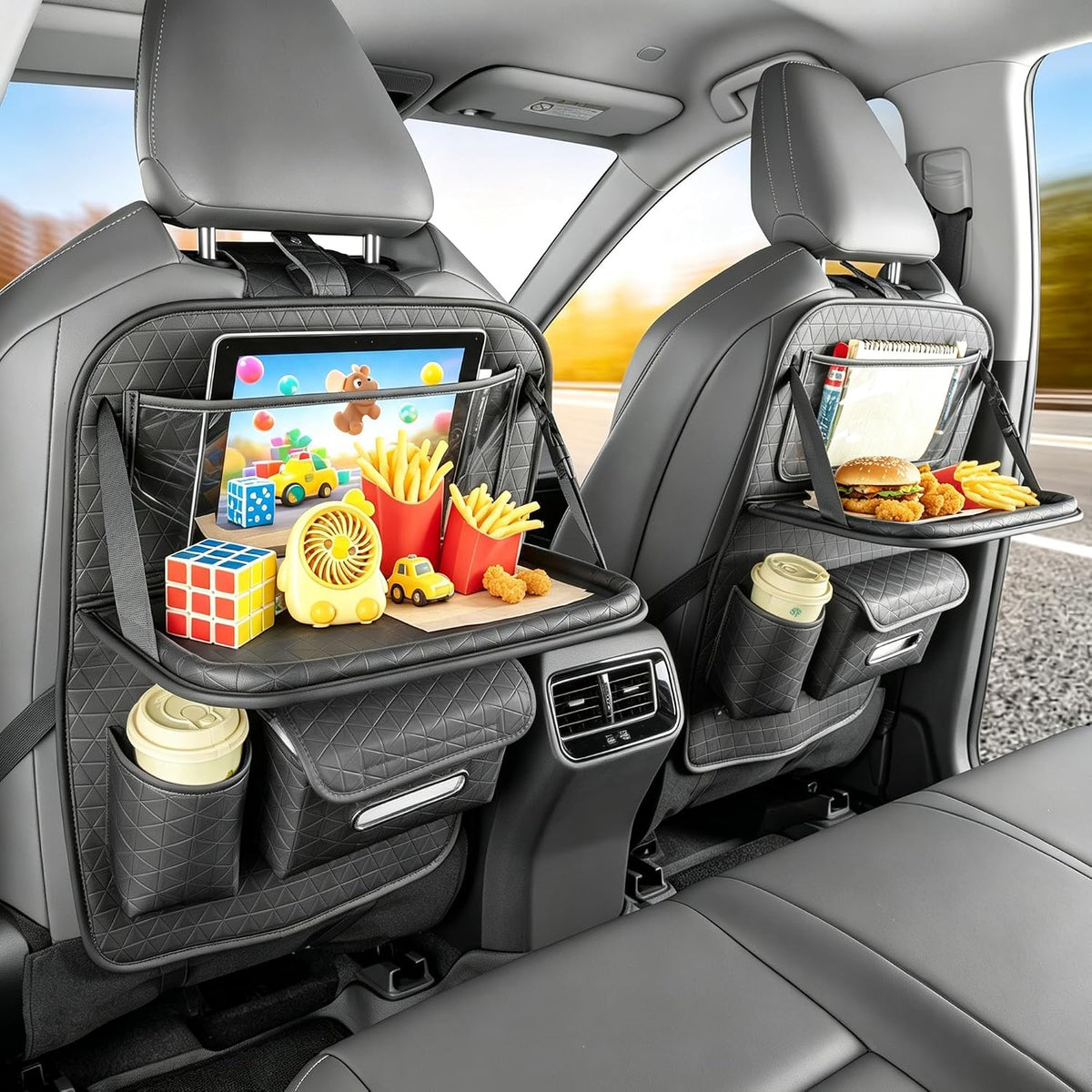 2 Pack Backseat Car Organizer with Tablet Tray, Organizer for Kid