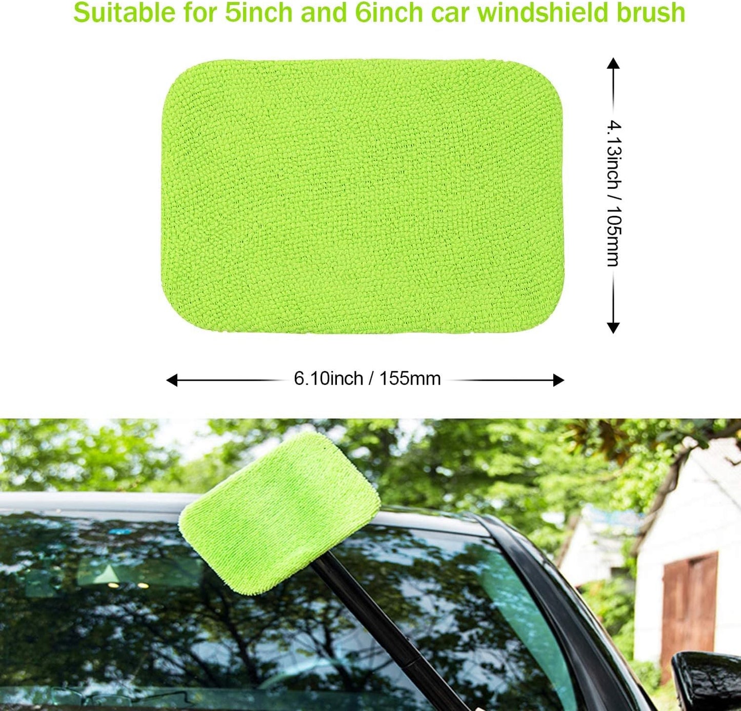 XINDELL Car Window Cleaning Combo – Windshield Glass Cleaner Tool with Extendable Handle & 14 Reusable Microfiber Pads for Interior/Exterior Glass, Streak-Free Auto Window Cleaning for Car Owners