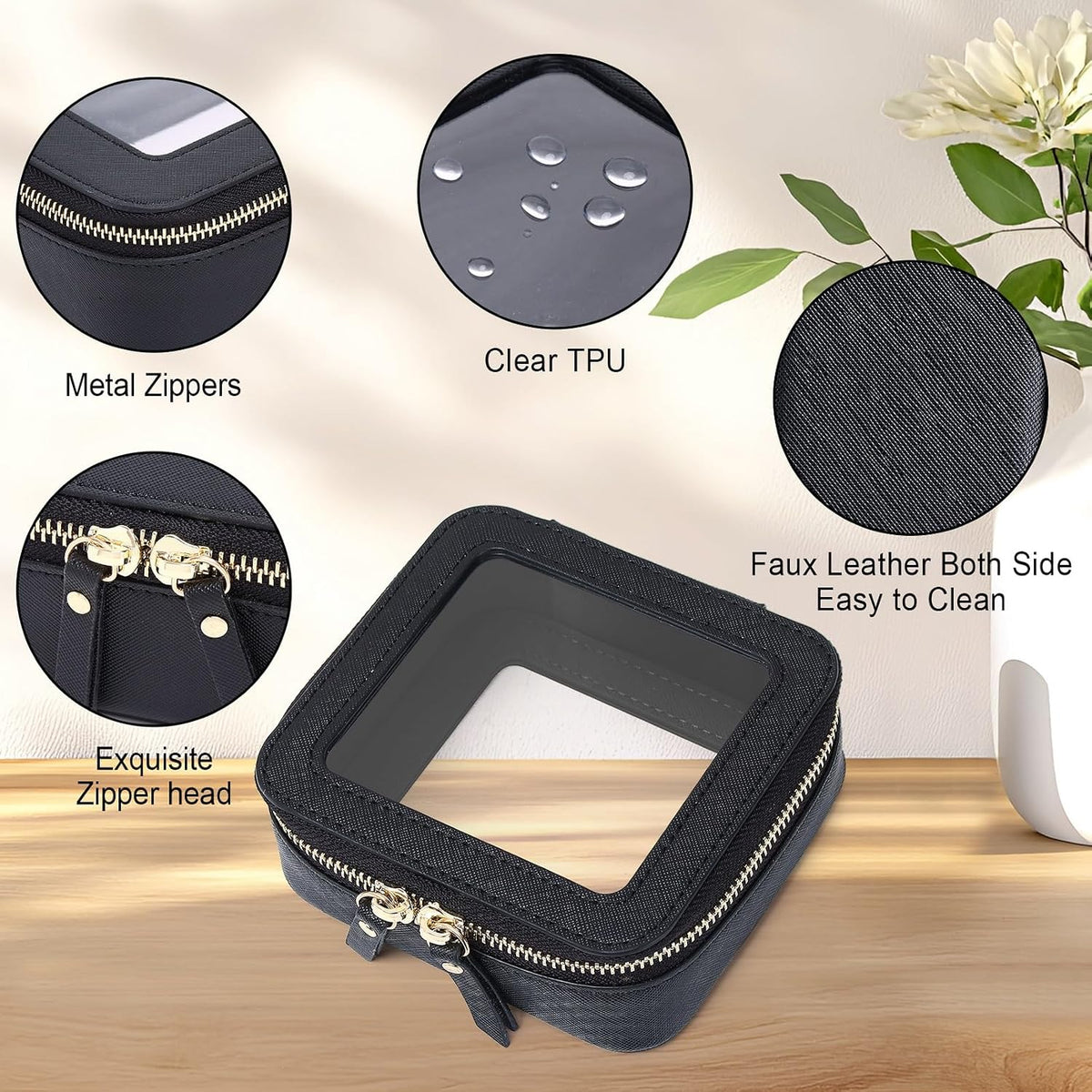 Pinkmik Mini Clear Makeup Bag, Black, MINI-1