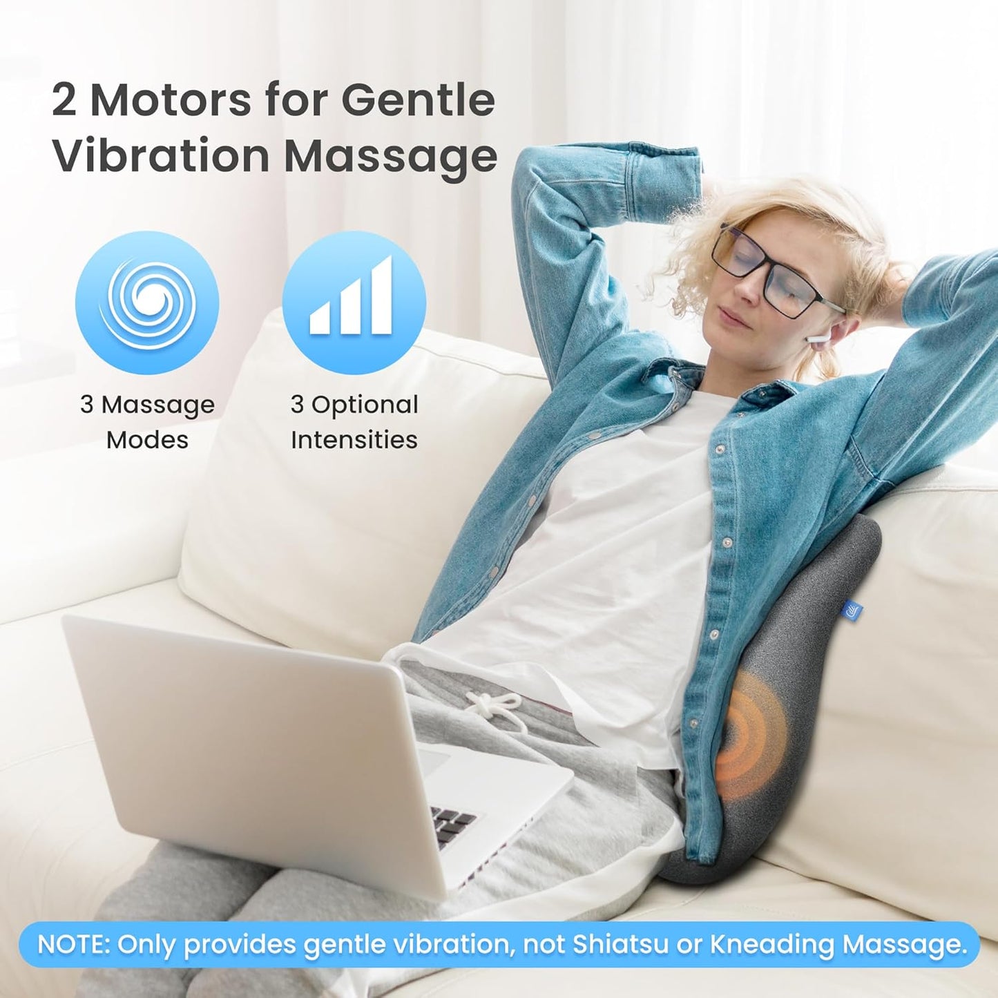 CILI Heated Lumbar Support Pillow for Office Chair, Ergonomic Back Support Cushion with Vibration, Memory Foam Chair Back Massager,Father‘s Day Gift for Dad