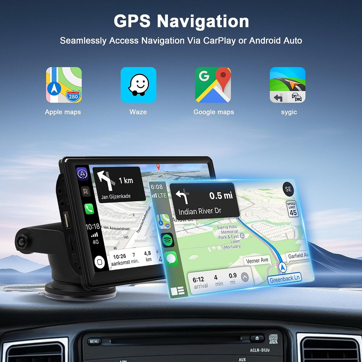 Double Din Car Radio: 7" Touch Screen Wireless Android Auto & Carplay Car Stereo Radio Support FM Radio/Bluetooth