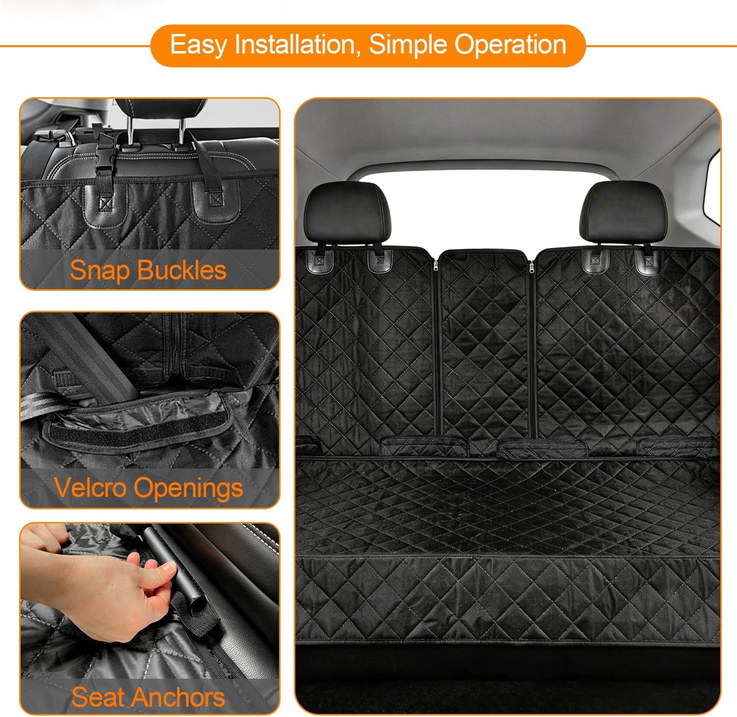 Dog Car Seat Cover for Back Seat, Waterproof & Scratch-Proof Pet Seat Protector, Nonslip Dog Seat Cover for Back Seat, Universal Fit for Cars, Trucks & SUVs, Standard Size