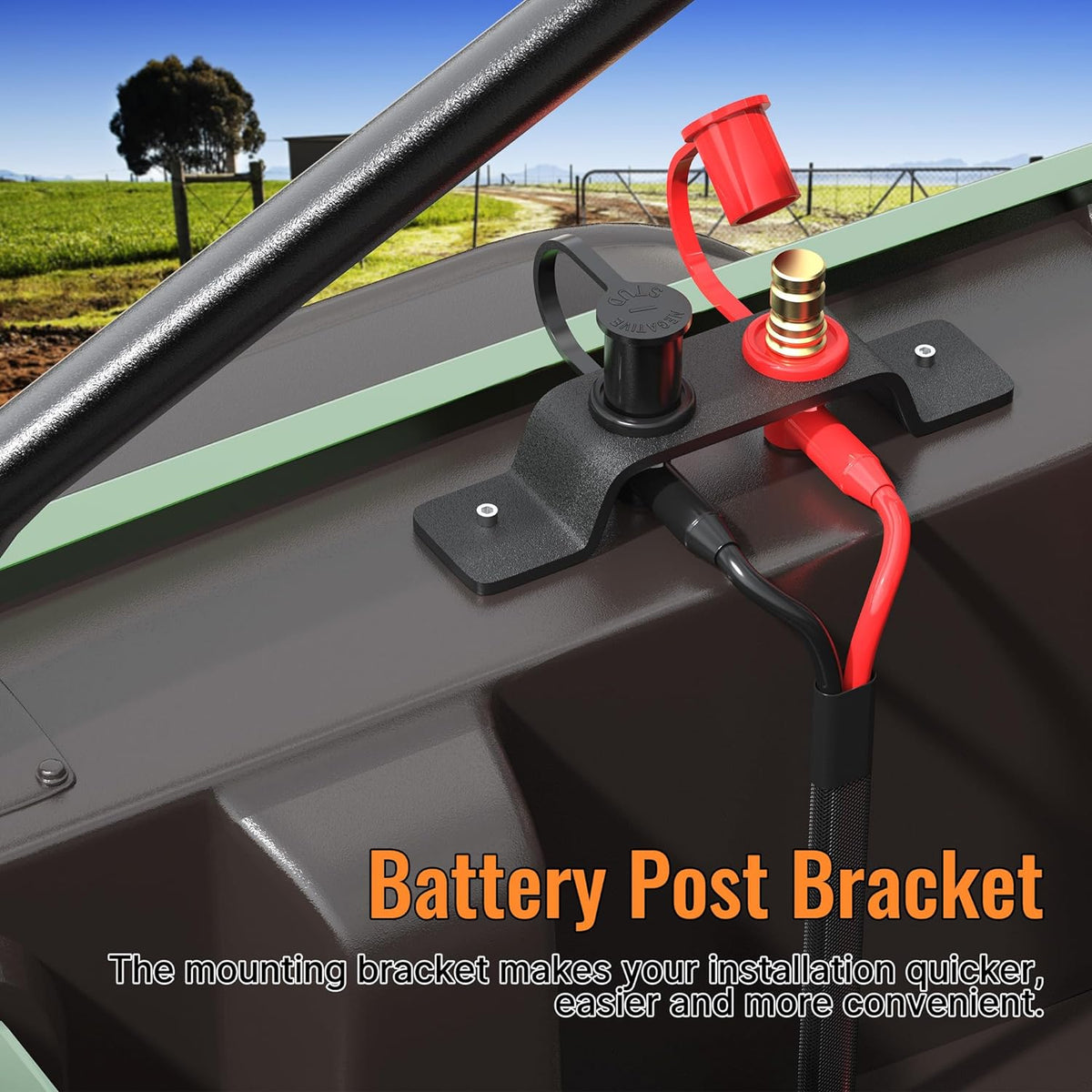 Joinfworld Remote Battery Terminals Heavy Duty Battery Relocation Kit with Bracket Cable Battery Remote Terminal Jumper Post for Car Can-Am X3 UTV ATV