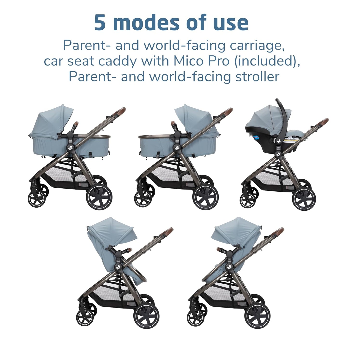 Maxi-Cosi Zelia 2 Luxe 5-in-1 Modular Travel System, New Hope Grey
