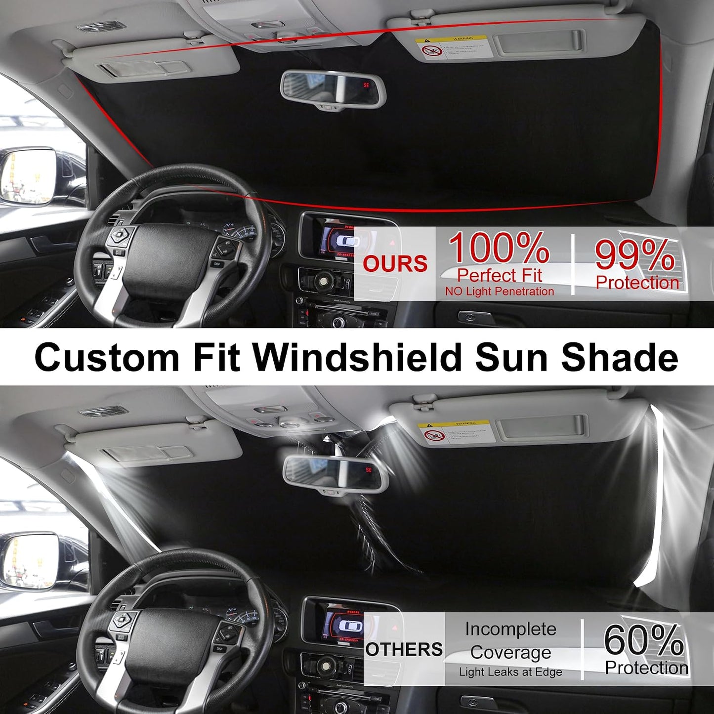 Windshield Sun Shade Compatible with 2015-2021 2022 2023 2024 2025 2026 Ford F150 F-150 (Lariat, King Ranch, Platinum, XL XLT Limited Raptor) Accessories Sunshade Shield Protector
