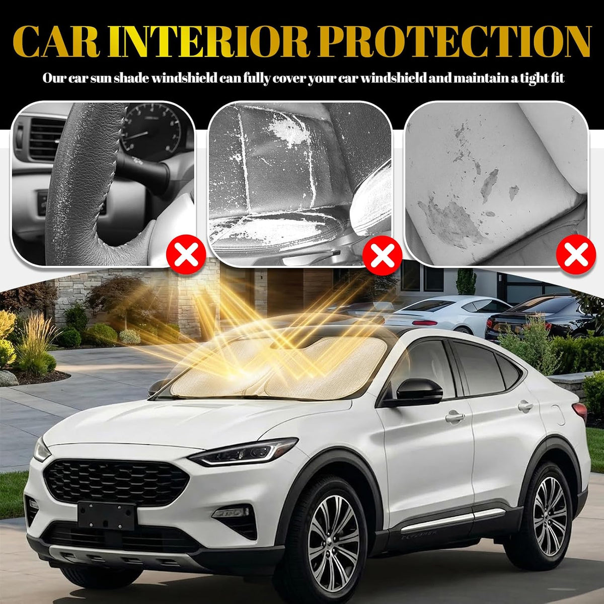 59×31 Inch Foldable Car Windshield Sun Shade,Thickened Car Sun Shade Windshield for Blocking Sunlight & Heat,Cars Windshields Cover Suns Shades with Storage Bag for Cars,SUVs