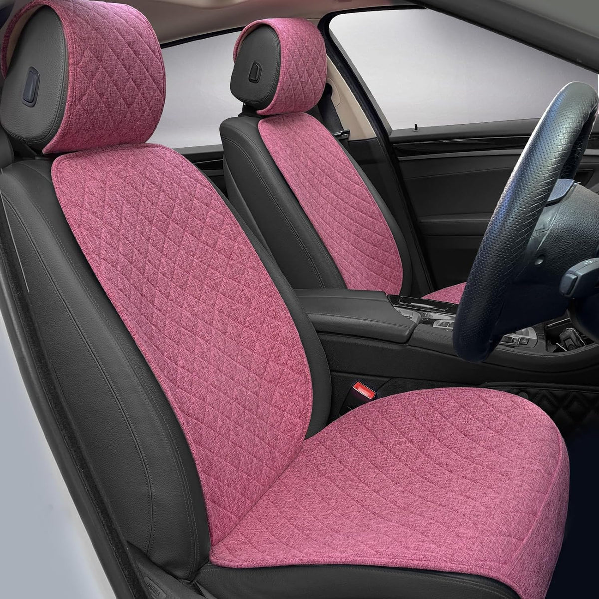 BOPUOVRE Linen Front Car Seat Covers Breathable Fabric