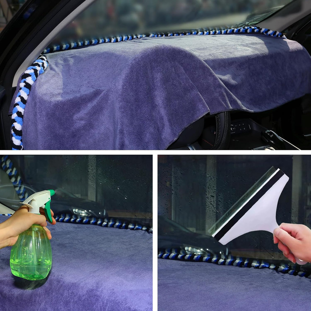 Car Window Tinting Dashboard Protecting Microfiber Towel, 2-in-1 Super Absorbent Fusion Towel Dash Cover and Soak Rope Tool for Vehicle Windshield Scratch-Free Tint Tools