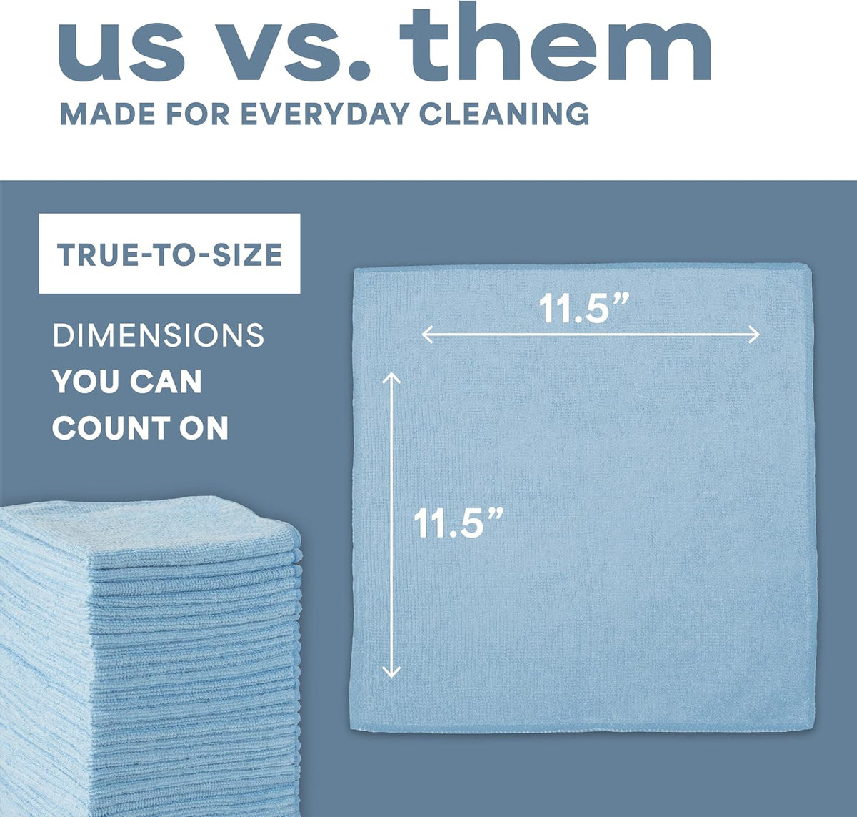 S&T INC. Microfiber Cleaning Cloth, 100 Pack, 11.5" x 11.5", Light Blue