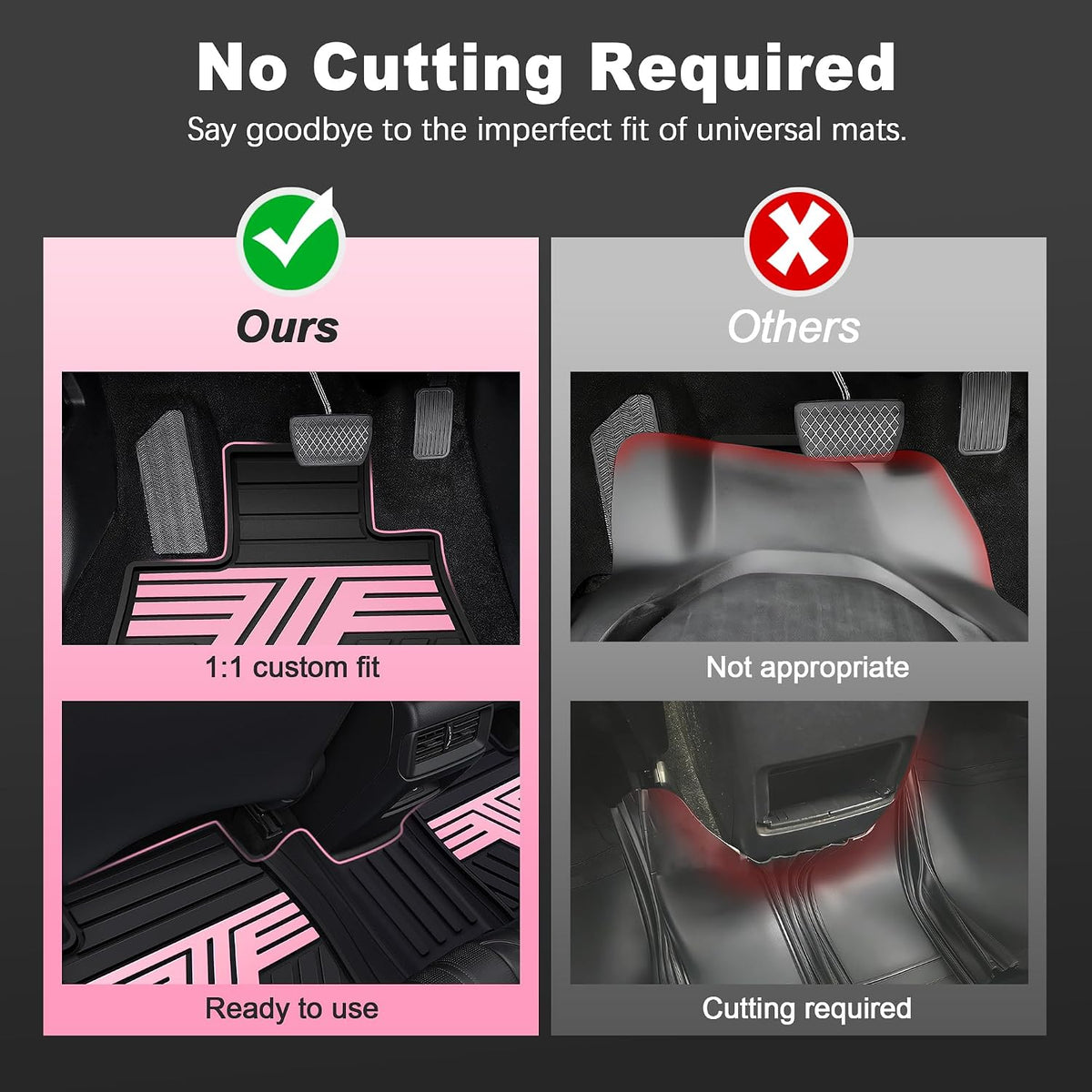 TTX LIGHTING Floor Mats for Chevy Equinox & GMC Terrain 2025-2026, Pink