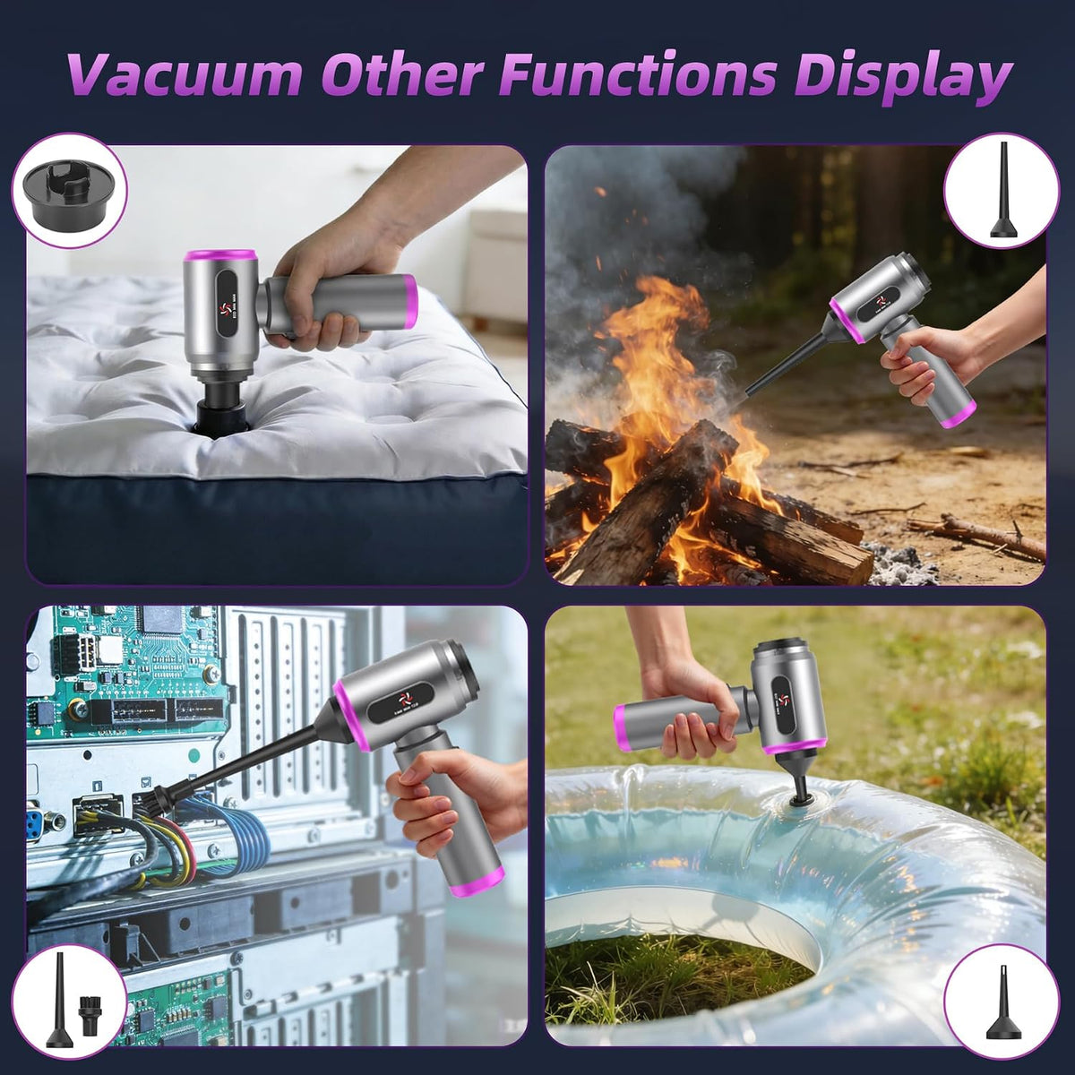 Car Vacuum 3 in 1 High Power Cordless Mini Vacuum Cleaner & Air Blower, 25000PA Suction 250000RPM Air Duster, 6000mAh Portable Handheld Small Vacuum Cleaner for Car Home Office