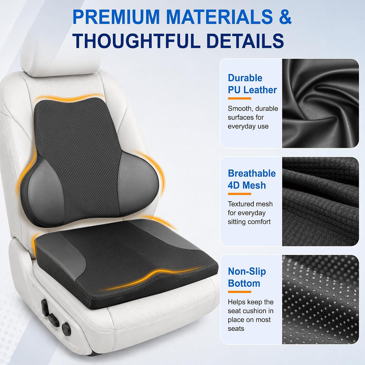 Lofty Aim Car Seat Cushion and Lumbar Support Pillow Set, Car Back Support