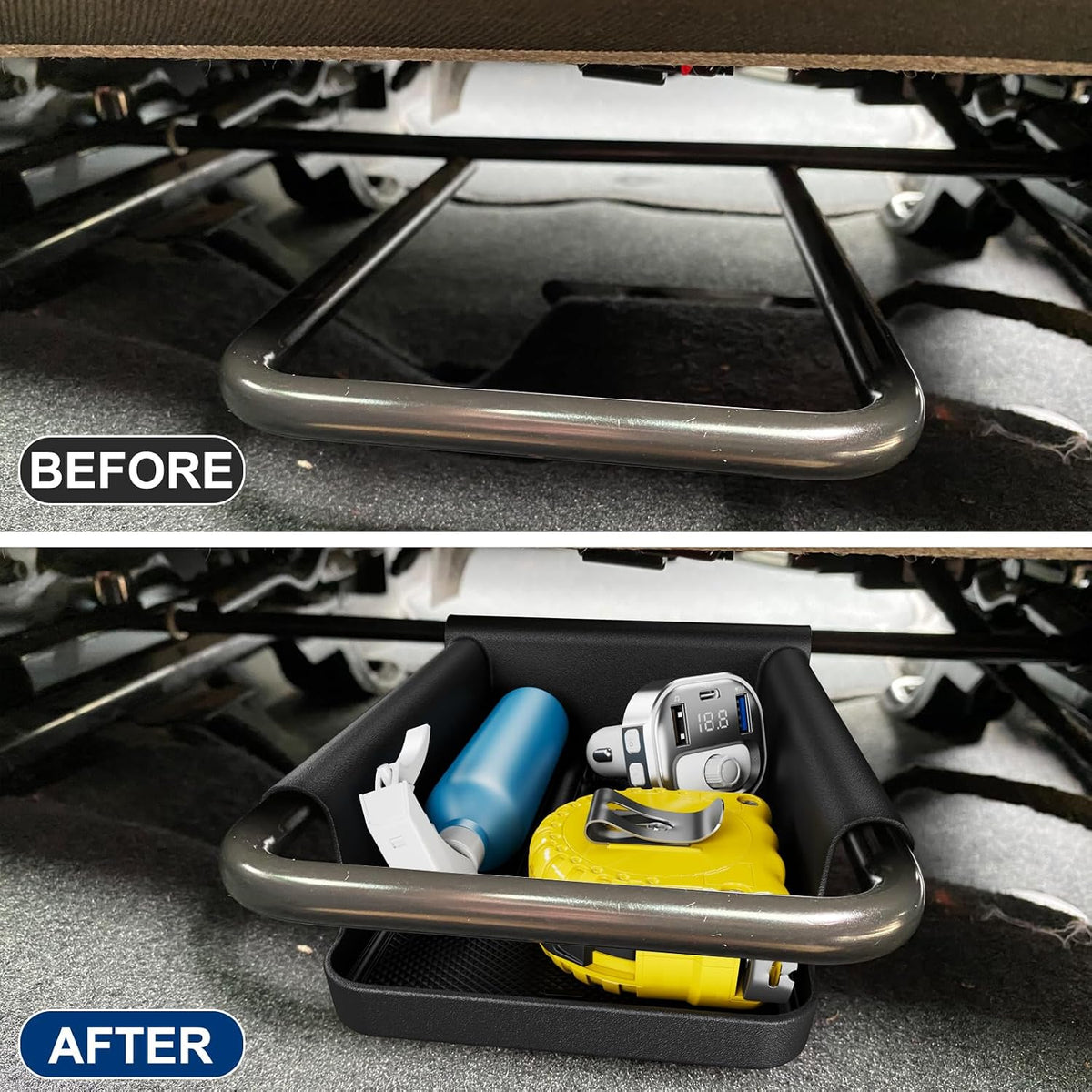 DIAMOOKY Front Under Seat Storage Organizer for Jeep Wrangler JL JLU 2018-2026 & Gladiator JT 2020 2021 2022 2023 2024 2025 2026 Accessories Hidden Center Console Organizer, 2PCS (Not for Power Seat)