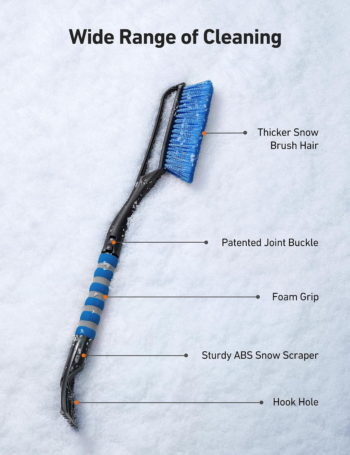 AstroAI 27" 2-in-1 Detachable Snow Brush & Ice Scrapers for Car Windshield