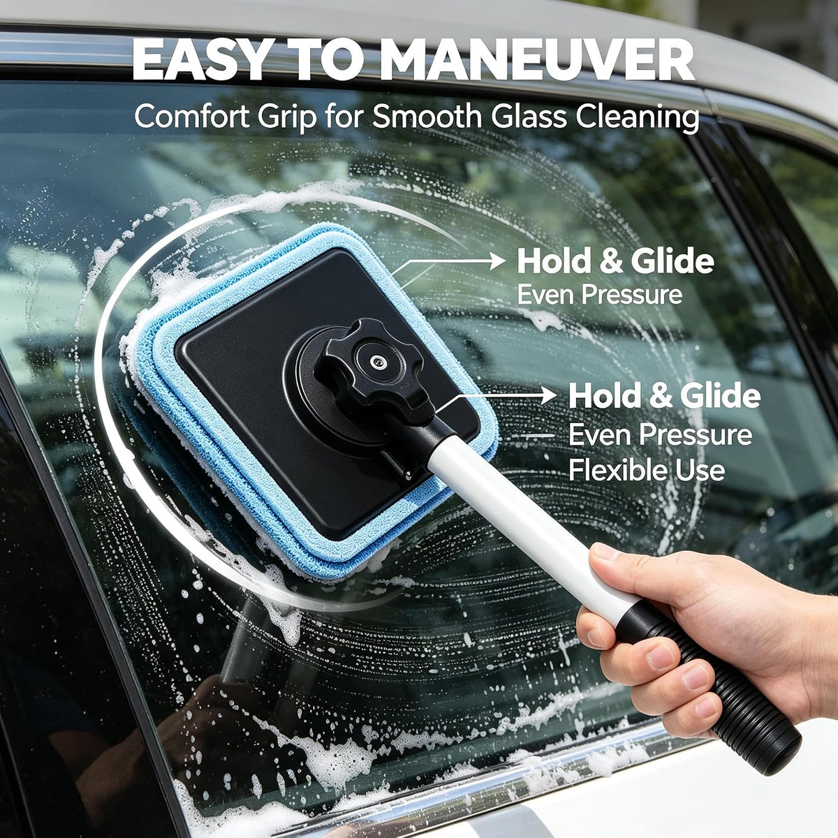 Dual Magnetic Car Windshield Cleaner, Streak-Free Auto Glass Cleaning Kit, Double Sided Magnetic Window Cleaner, Streak-Free Dual Side Cleaning, Works on All Glass