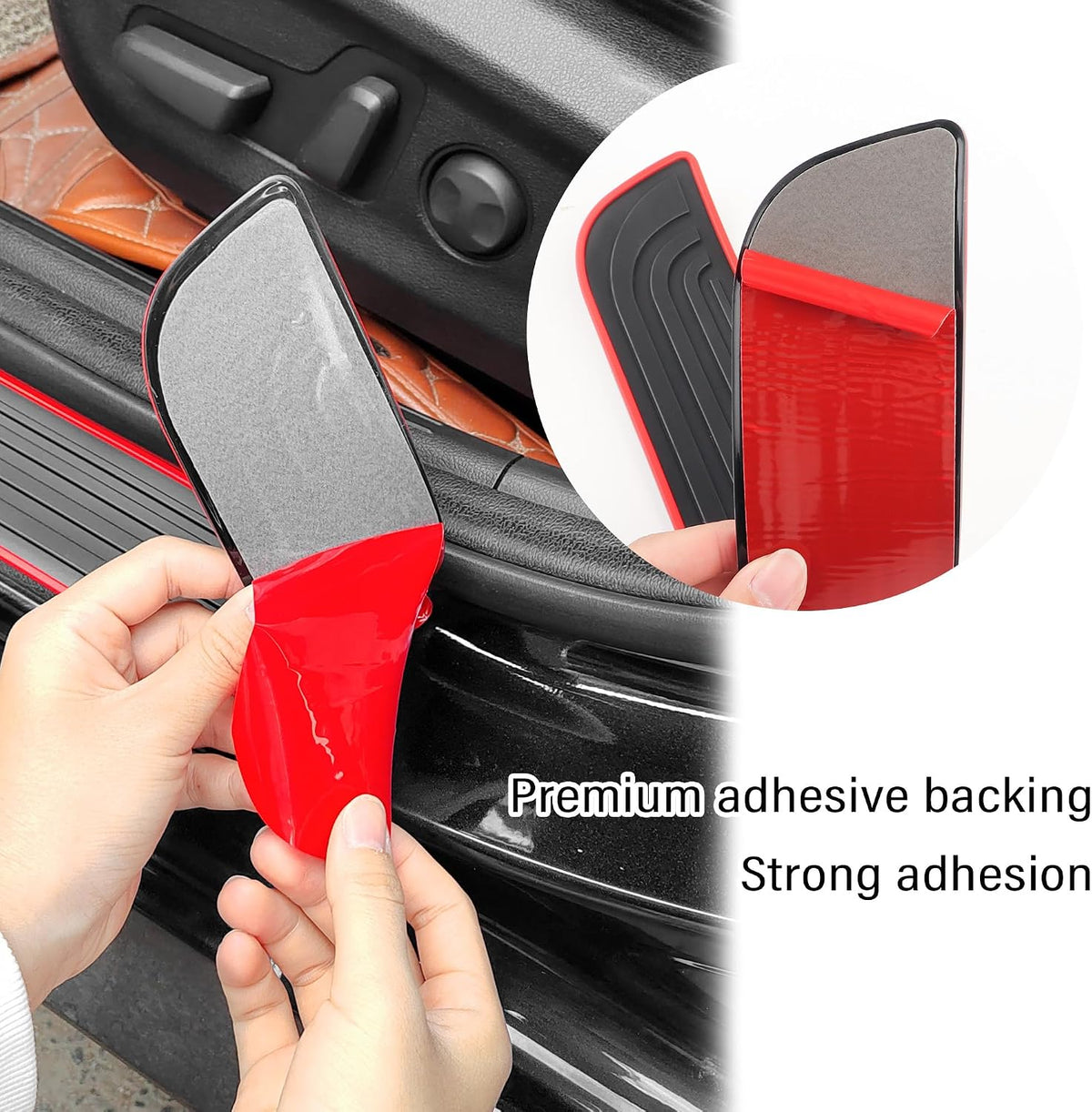 4PCS Car Door Sill Protector,Anti-Scratch & Waterproof Car Door Sills Scratch Protection,Universal Car Exterior Accessories Automotive Door Entry Guard for Car,Truck,SUV (Black Red, Width 1.57")