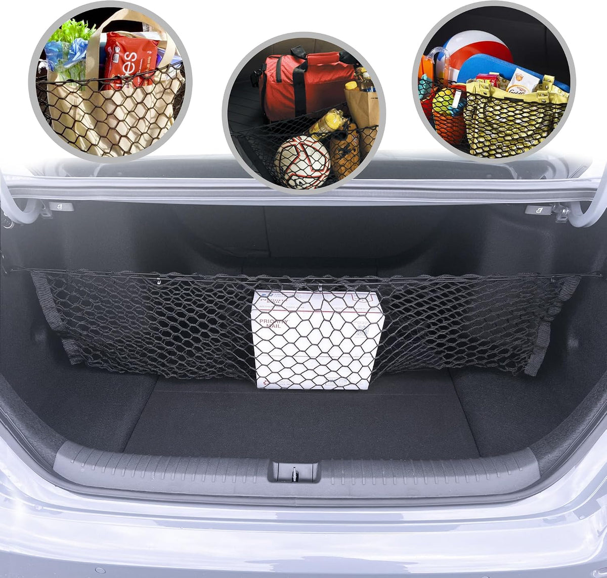Envelope Style Automotive Elastic Trunk Mesh Cargo Net for Honda Accord 2023-2026 - Premium Trunk Organizer and Storage - Luggage Net for Sedan - Best Car Organizer for Honda Accord Hybrid