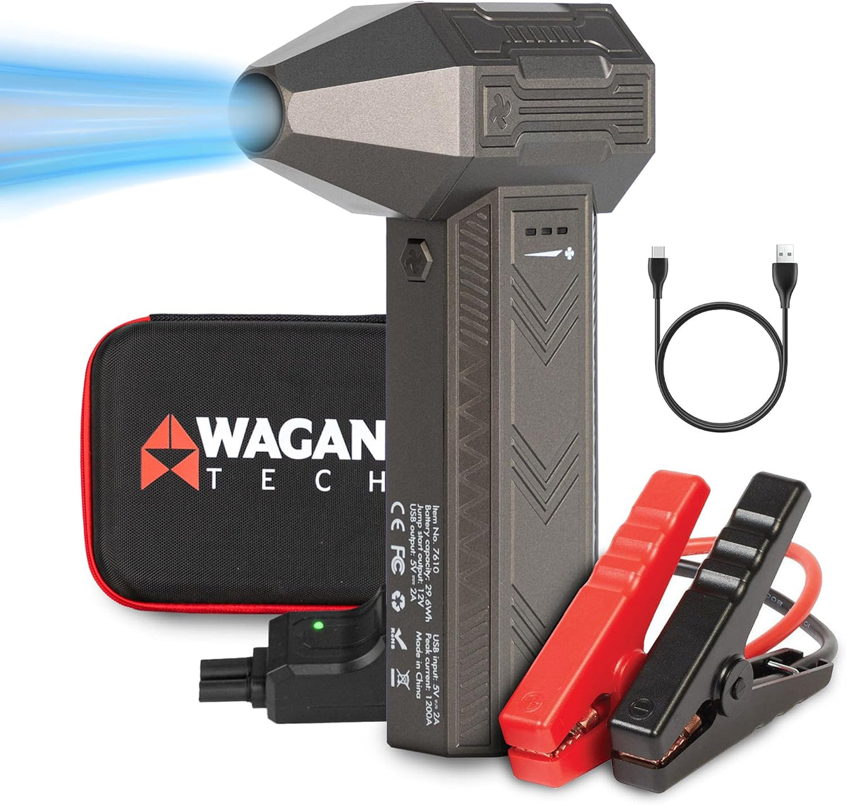 Wagan EL7610 iOnBoost V8 Jet 1200A Peak Jump Starter with Turbo Air Blower