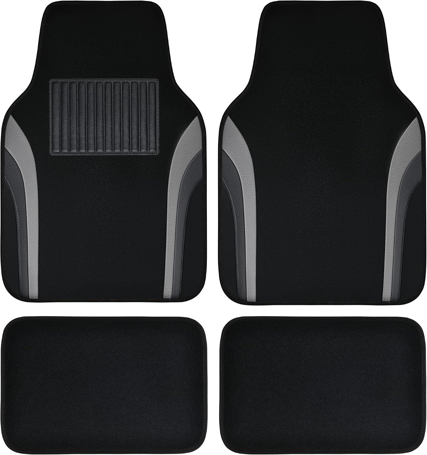 CAR PASS Beige Leather Car Floor Mats, Sporty Waterproof Car Carpet,Universal Automotive Floor Mats Fit for Sedans, Cars, Mid Trucks, Vans, SUV, Set of 4 (Black and Beige)