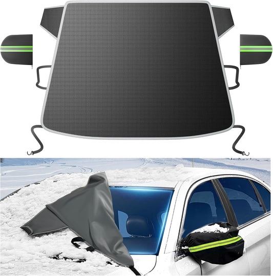 DooGooCoo [Upgraded] 7-Layer Car Windshield Snow Cover, [Efficient Winter Protection] Against Snow, Ice, Frost and Water, [Military-Grade Durable] Universal Fit for Cars, SUVs, and Trucks-Medium