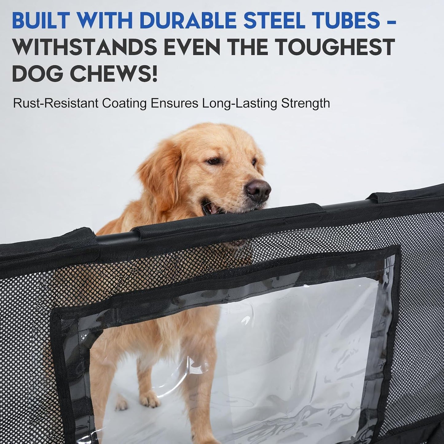 52" Dog Car Barrier for SUV, Wide Escape-Proof & Chew-Proof Dog Car Divider with Removable Visual Window & 2 Storage Pockets, Pet Net Gate for Behind Front Seats, Fits Sedans Cars Trucks