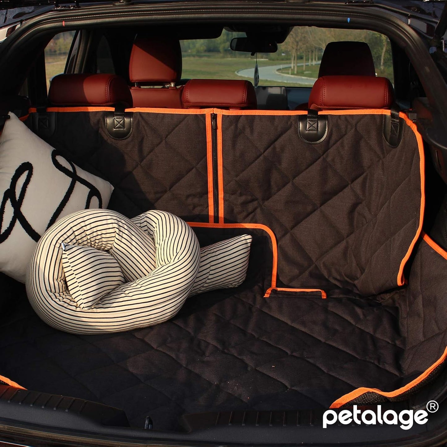 petalage Car Seat Protector, 52” x 50“ for for Familay Car & Regular SUVs, 600D Heavy Duty Car Seat Cover Waterproof Dog Car Seat Cover for Back Seat, Scratch Proof Nonslip Seat Cover for Dogs in Car