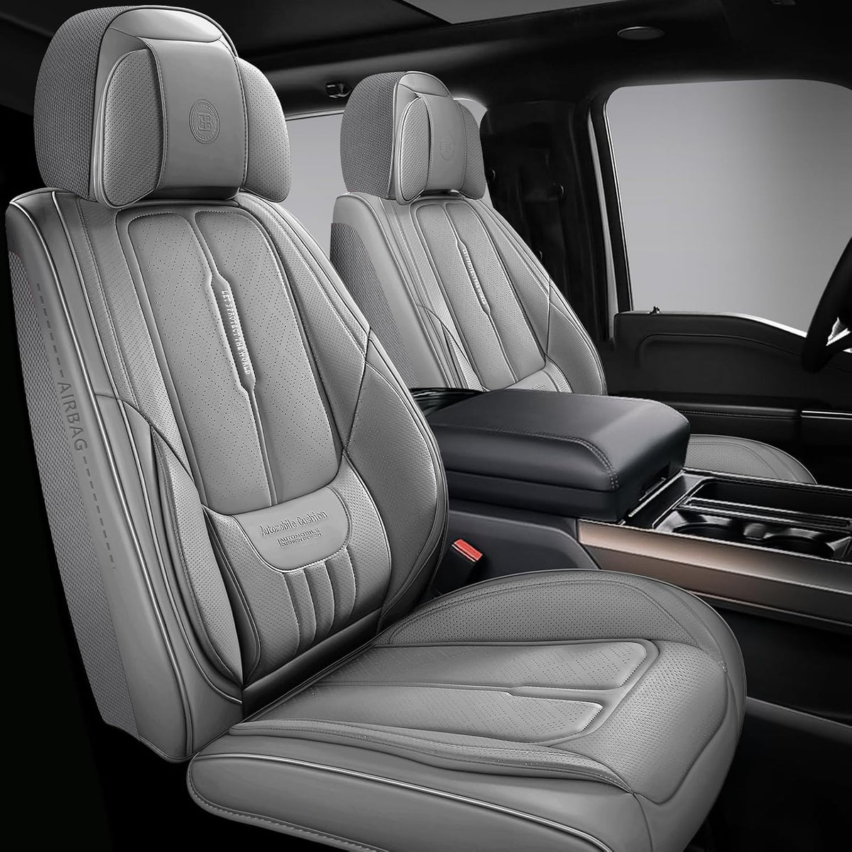 NS YOLO Universal Fit Premium Beige Leather 5-Seats Car Seat Covers