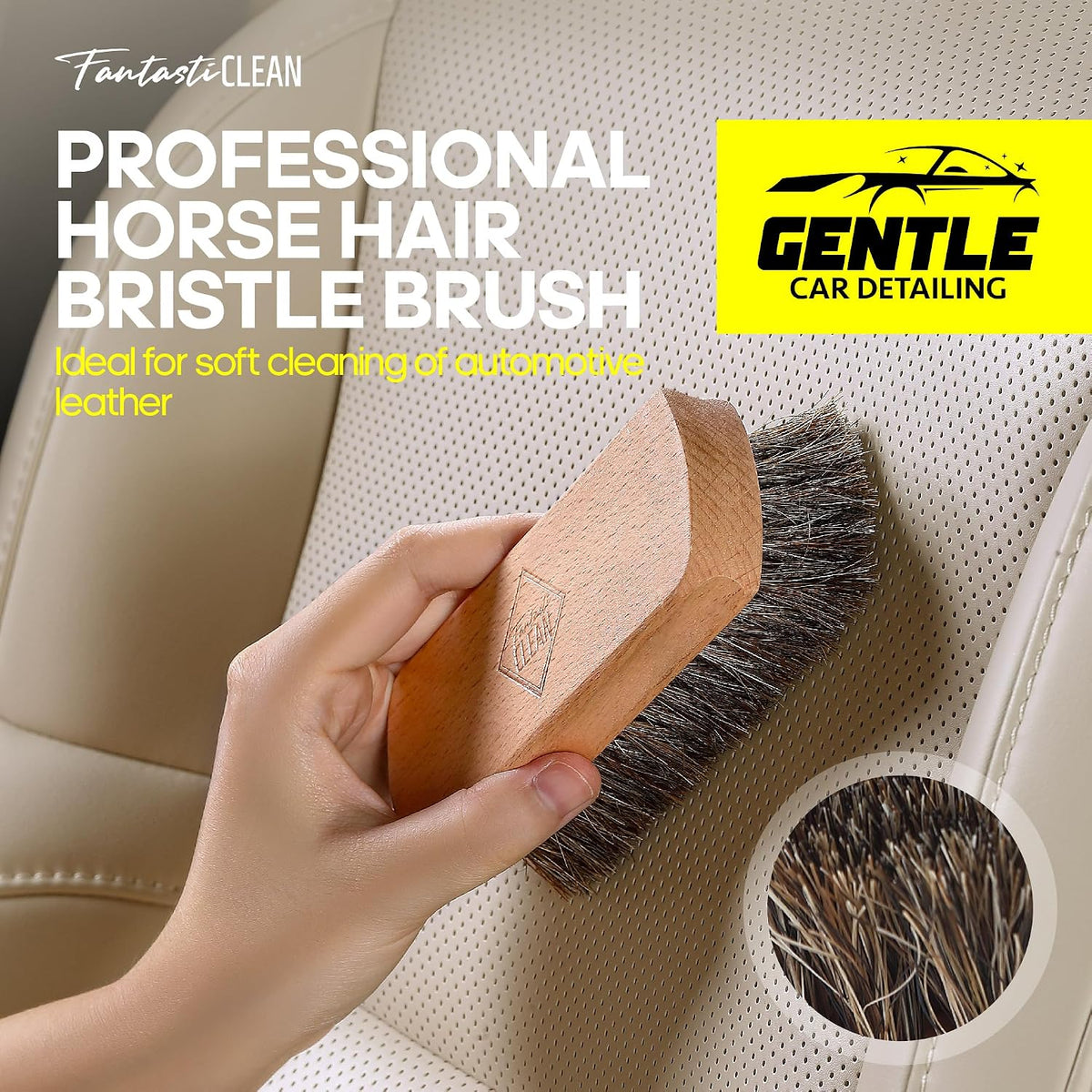 Fantasticlean Car Interior Detailing Kit, Leather Cleaner Brush Set, 9PCS