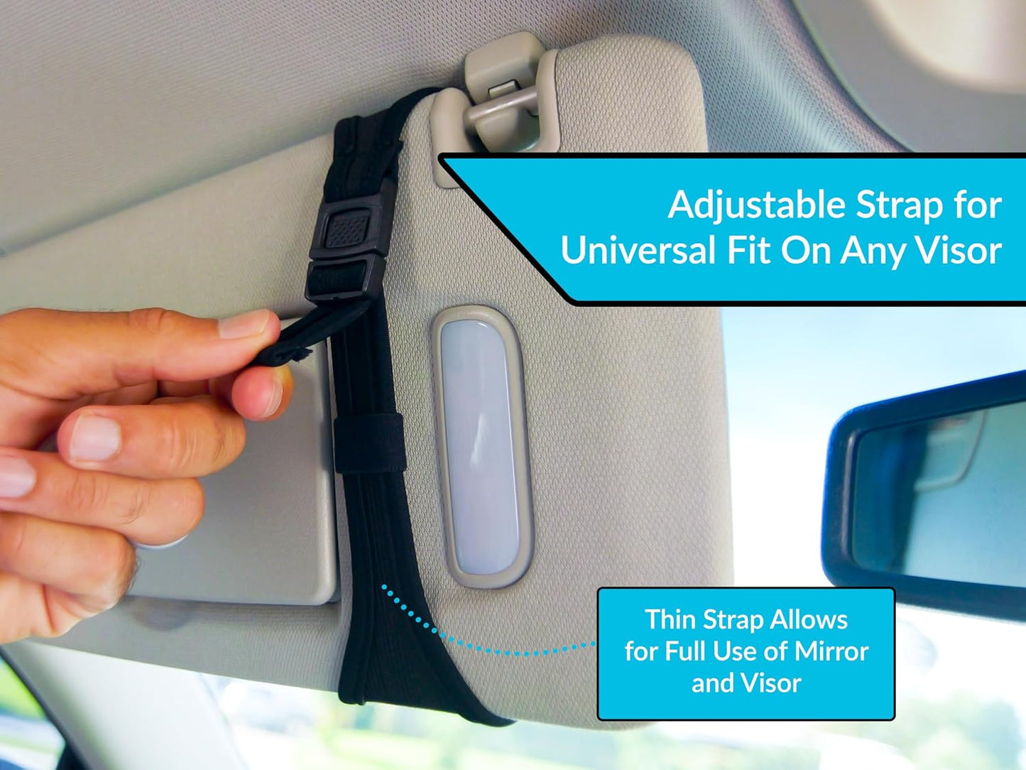 Sunglasses Holder for Car Visor – Dual Storage Holds 2 Pairs | One-Hand Operation, Scratch-Proof, Universal Fit | Glasses Organizer for Vehicle Visor (Black)