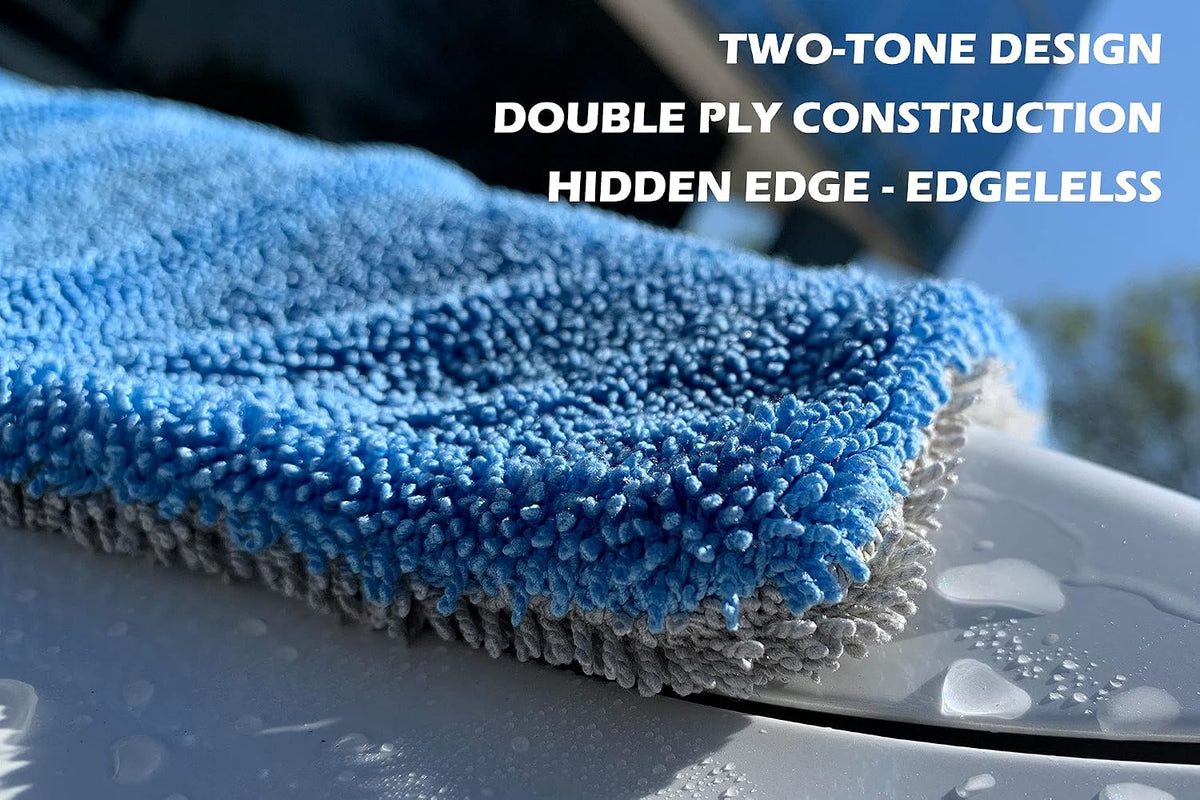 [Dreadnought] Microfiber Car-Drying Towel, Superior Absorbency for Drying Cars, Trucks, and SUVs, Double-Twist Pile, One-Pass Vehicle-Drying Towel (20"x30", Gray) 1-Pack