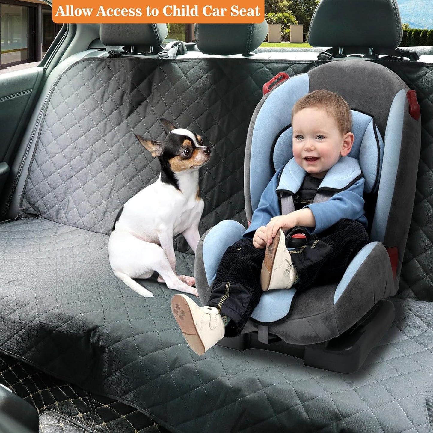 Meolsaek Dog Car Seat Cover for Back Seat, Scratch Proof Nonslip Pet Car Seat Cover, 4 Layers Waterproof Heavy Duty Back Seat Pet Cover for Dogs with Storage Bag (Black)