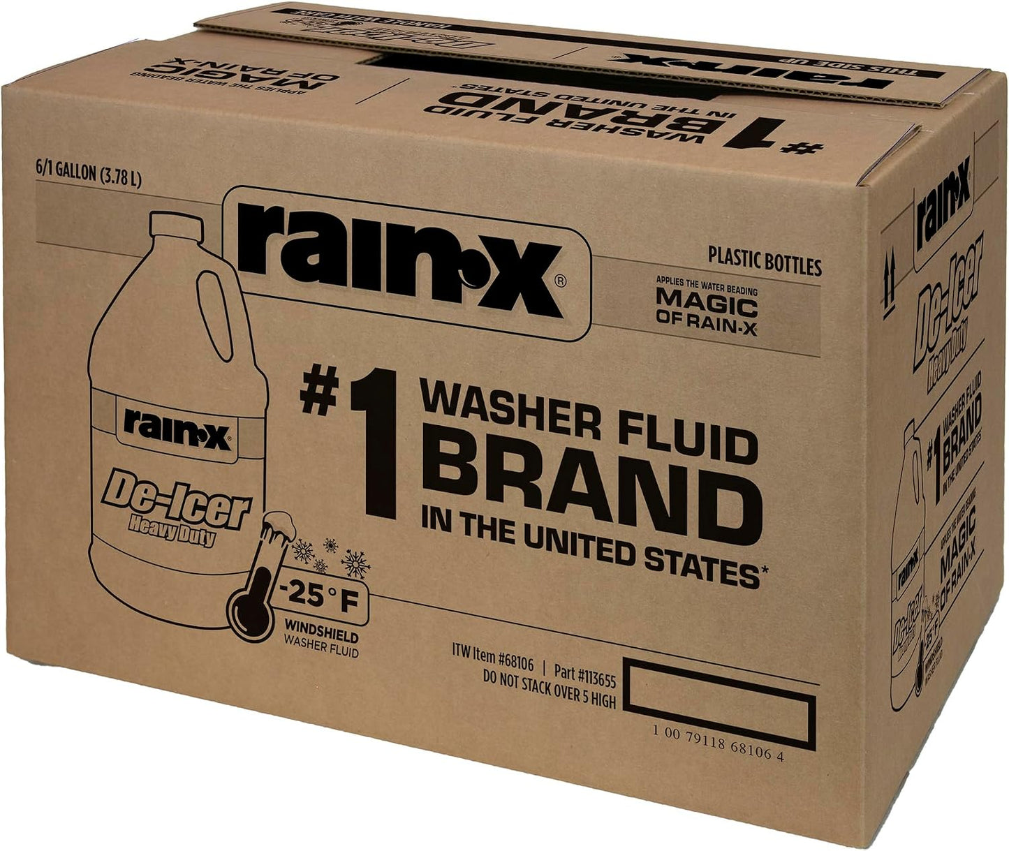 Rain-X -25°F Heavy Duty De-Icer Windshield Washer Fluid - 1 Gallon (Pack of 6)