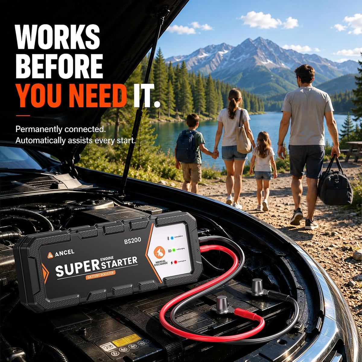 ANCEL BS200 Super Starter, Permanently Connected Jump Starter System